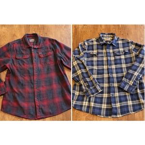 Orvis Flannel Shacket Lot Shirts Jacket Men's XXL Blue Red Plaid Pockets Thick